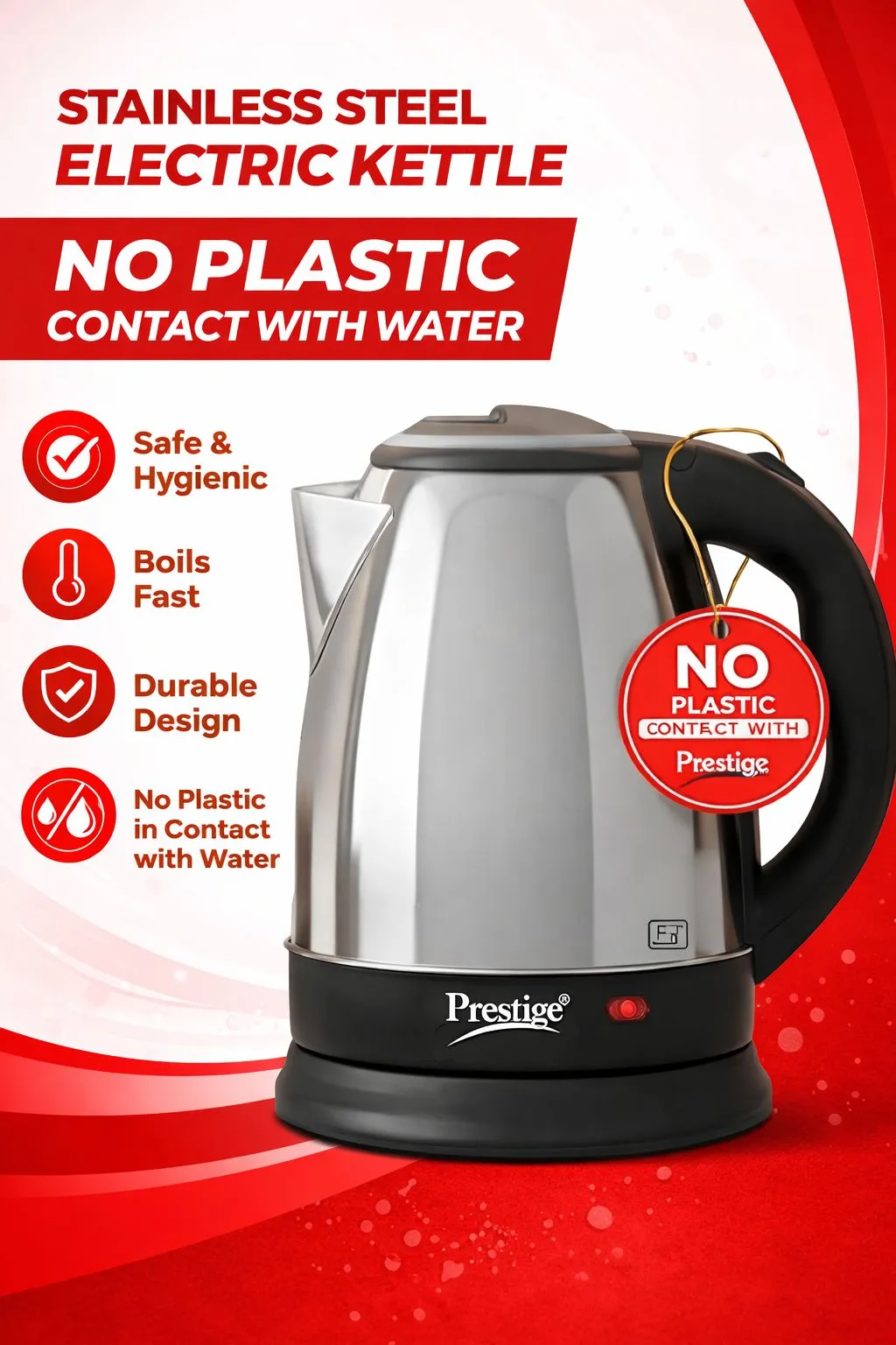 Prestige 1.5L Steel Electric Kettle