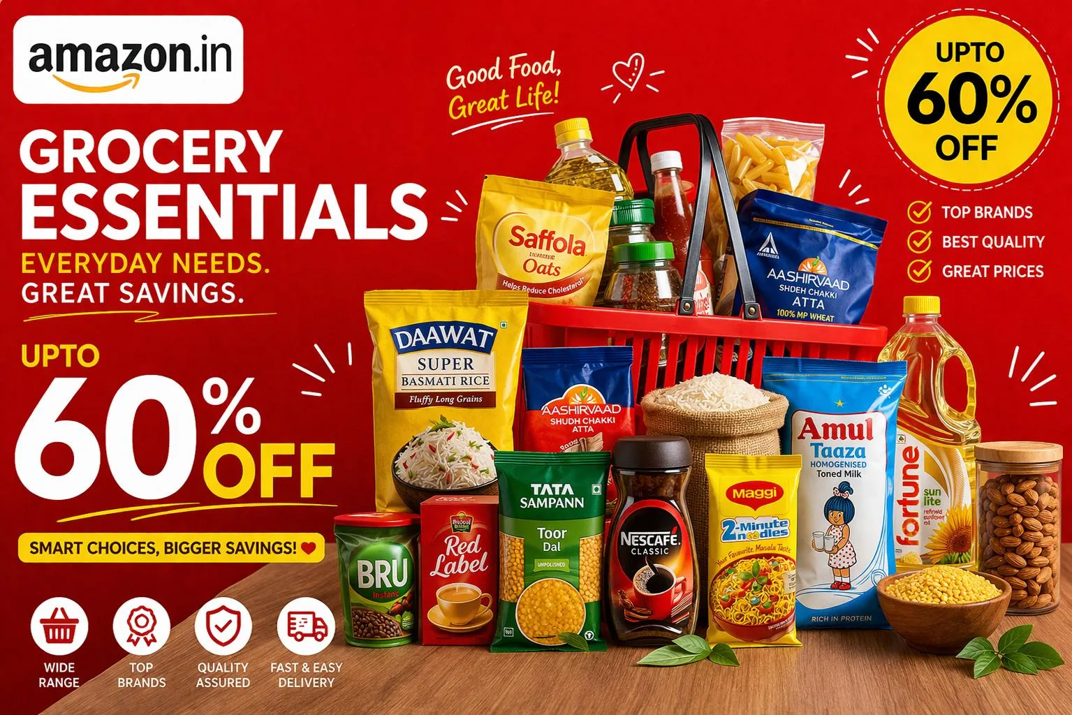 Upto 60% off on Grocery