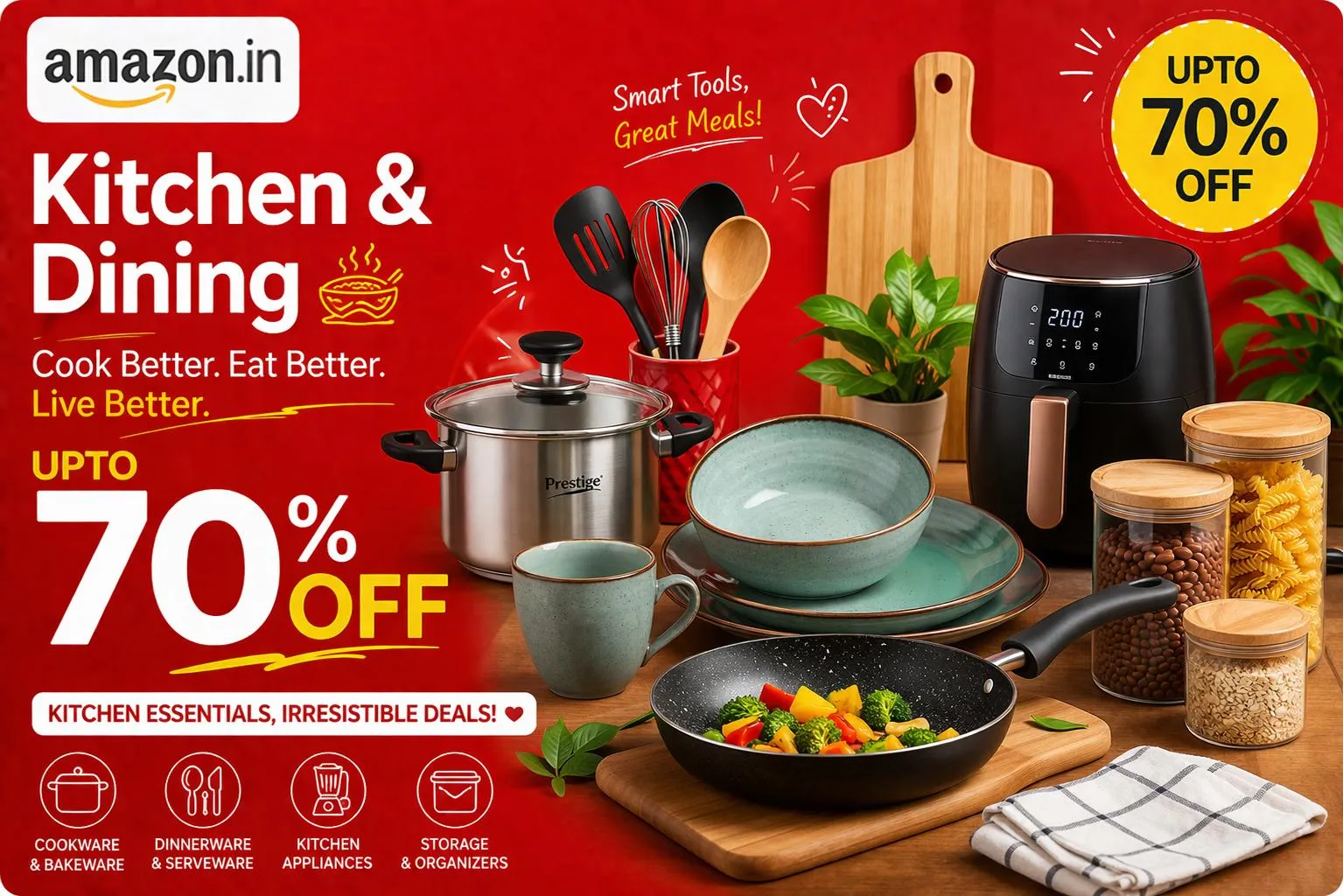 Upto 70% off on Dining and Kitchen