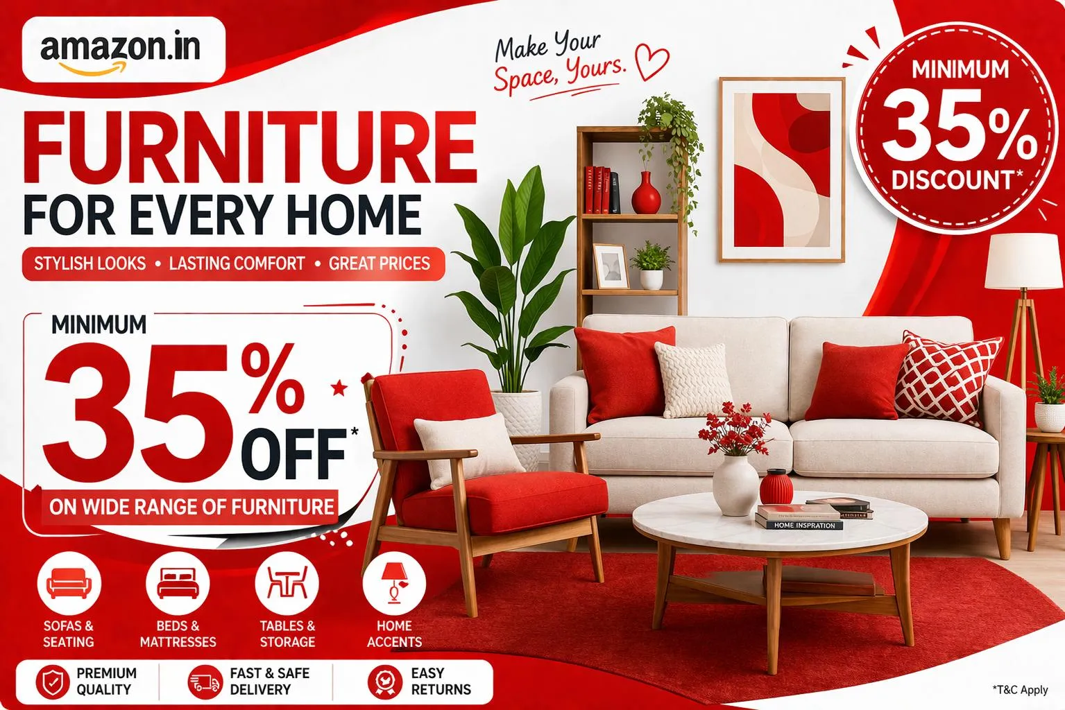 Min. 35% off on furniture