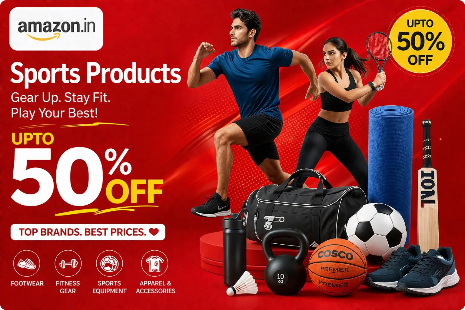 Upto 50% off on sports products