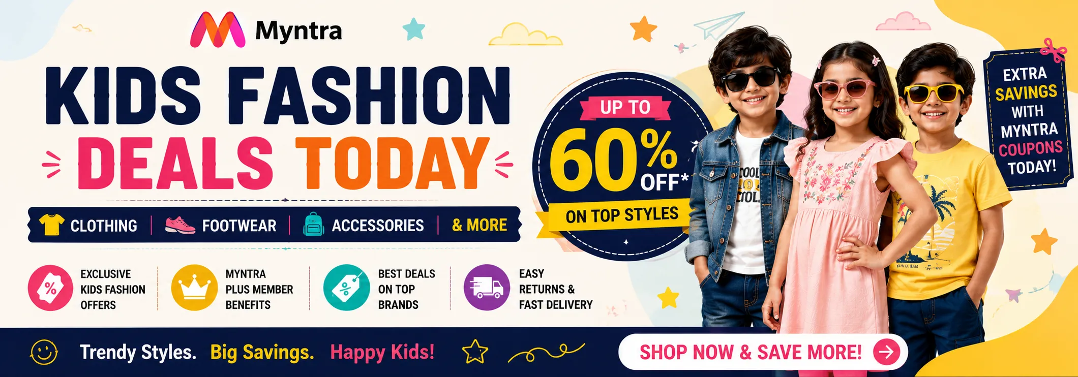 Myntra Kids Fashion Deals Today: Best Discounts on Clothing, Footwear and Accessories for Children