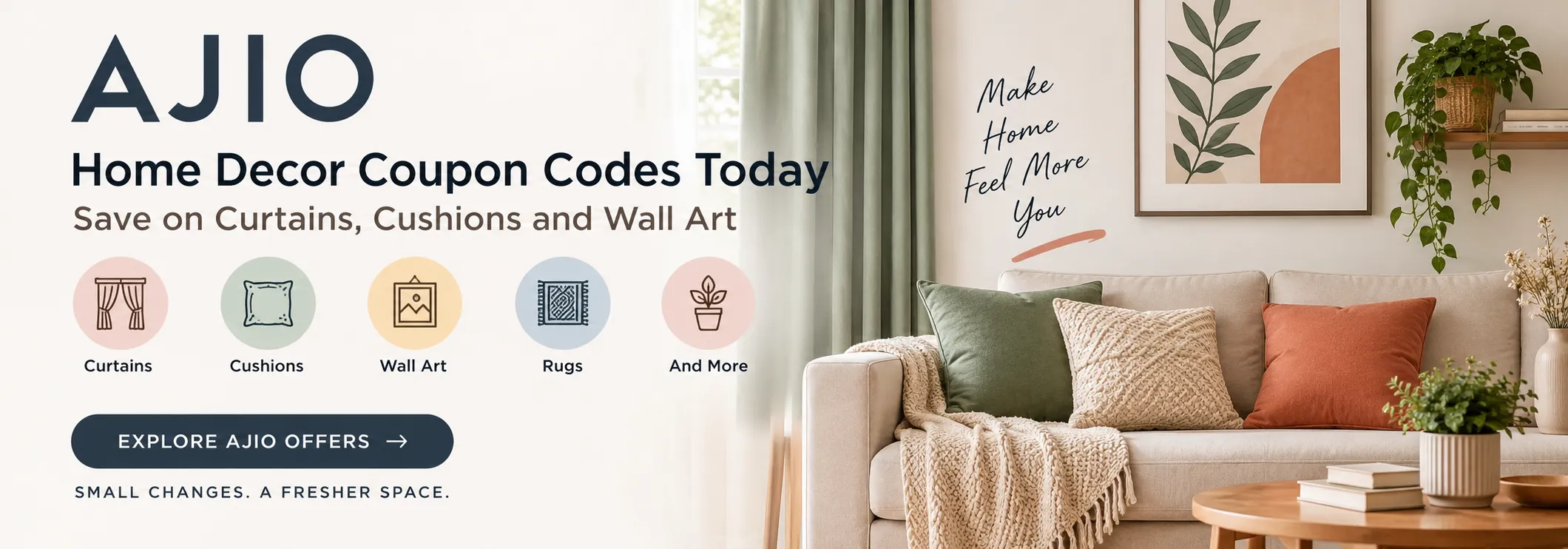 AJIO Home Decor Coupon Codes Today: Save on Curtains, Cushions and Wall Art