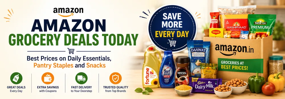 Amazon Grocery Deals Today in India: Best Prices on Daily Essentials, Pantry Staples and Snacks