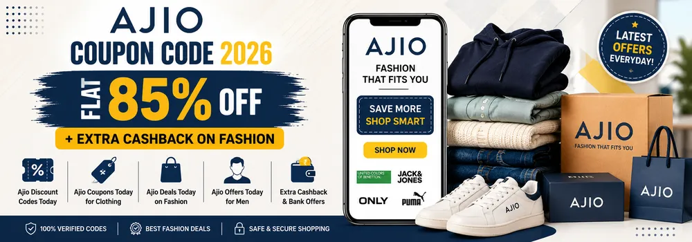 Ajio Coupon Code 2026 — Flat 85% Off + Extra Cashback on Fashion